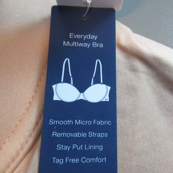 GAP GapBody Women's Everyday Essentials Multiway T-Shirt Bra, Brush Beige, 32DD - Picture 5 of 7
